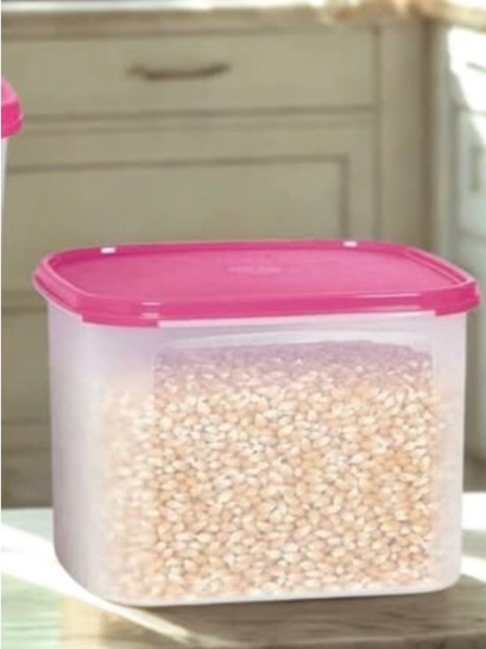 Airtight Pink Lid Food Storage Container - Home Kitchen 2.6 L square